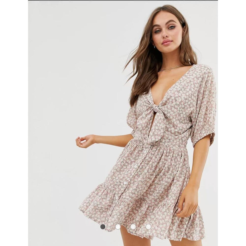 Faithfull The Brand Marigot Tie-Front Dress in Pink Azalea Floral Print, Size 6 - Picture 7 of 15